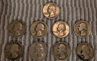 Lot of 9 90% Silver Washington Quarters 1940-1962 Circulated US Coins