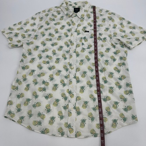 RVCA Shirt Men's Large Cream Pineapple Print Short Sleeve Button Up Casual - Picture 5 of 8