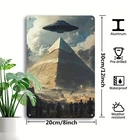 Vintage Alien Spaceship & Ancient Pyramid Metal Wall  Tin Metal Signs Home Décor