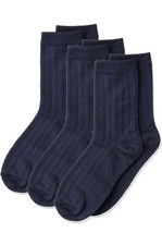 Jefferies Socks Boys 12-6 Rib Crew Socks 3 Pair Pack Medium Navy Open Box