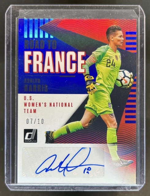 2018 Panini Donruss Ashlyn Harris Road to France Auto Autograph Blue #/10 USA
