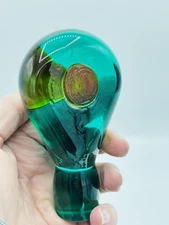 Blenko Glass Mint Color Stopper  4 1/4” T  From The Dollop Collection