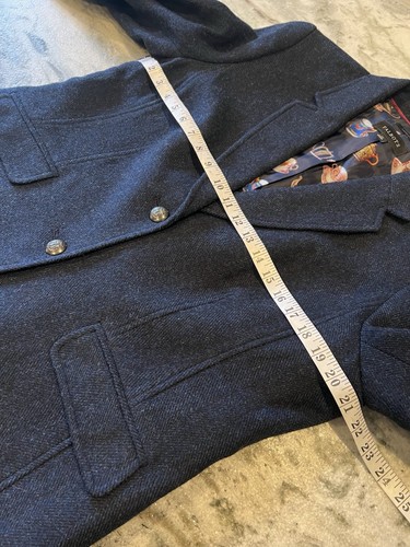 Talbots 14 Aberdeen Blue Wool Blend Academic Teacup Lining Blazer - Picture 6 of 11