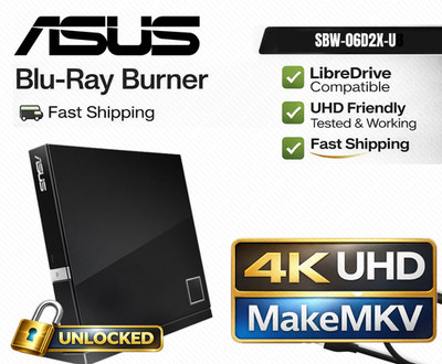 ASUS 4K UHD Ready Blu-Ray Writer Firmware MAKEMKV PRE-FLASHED SBW-06D2X-U