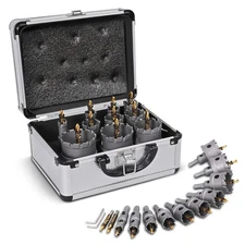 Heavy Duty Hole Saw Set, 12-Piece, Carbide Hole Cutter Kit, Titanium Plated P...