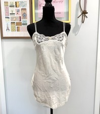 VTG Victoria  s Secret Gold Label Babydoll Slip Dress Ivory Satin Lace Small