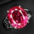 Hot Pink Padparadscha Sapphire Oval 8.70Ct 925 Sterling Silver White Gold Rings