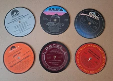 Vinylux LP Coasters Vintage Vinyl Design Recycled Records Double Sided-Set of 6