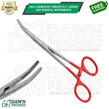 Kelly Hemostat Forceps 5.5" Curved Red Surgical Instruments German Grade
