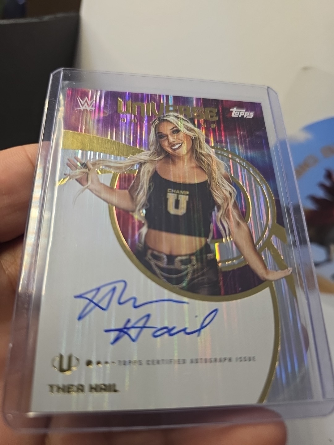 2025 Topps Universe WWE Thea Hail #UNA-THA Universe Autographs Flare OnCard Auto view 3