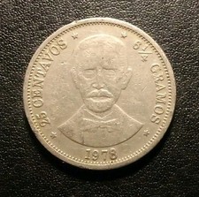 1978 Dominican Republic 25 Centavos Coin