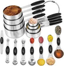 16 Pieces Measuring Cups and Magnetic Measuring Spoons Set Stainless Steel,8 Mea