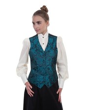 Scully Western Vest Womens Rangewear Paisley Button Teal F0 RW606