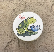 The Tin Box Company by Daher England Vintage Round Tin Frog on Lily Pad - Green