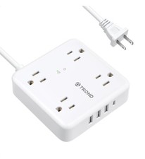 TROND Flat Plug Surge Protector Power Strip with USB Ports, 5ft Extension Cor...