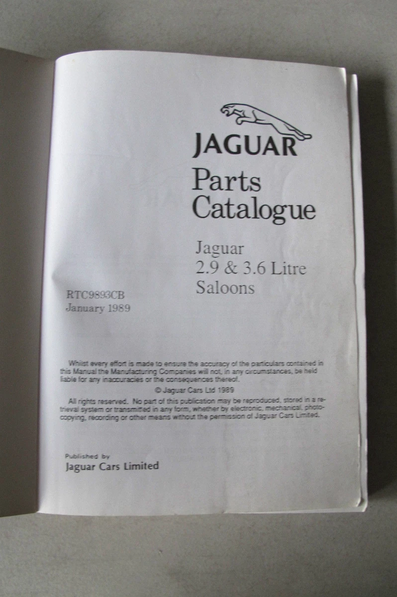Original Jaguar 2.9 & 3.6 Litre Saloons Parts Catalogue RCT9893CB  