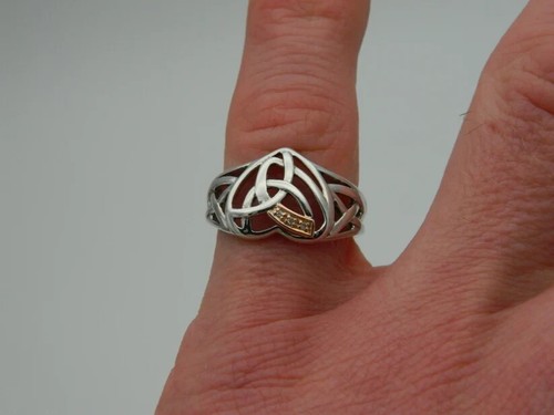 Welsh Clogau Sterling Silver & 9ct Rose Gold Eternal Love Diamond Ring size L - Picture 5 of 7