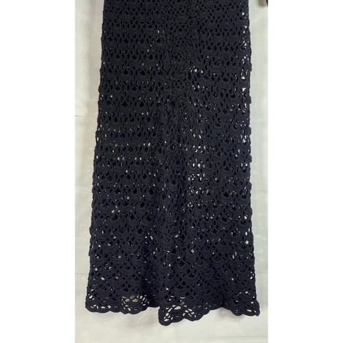 Henley-Pullover Maxikleid Damen schwarz Häkel Strick 3/4 Arm Gr. M - Bild 6 von 6