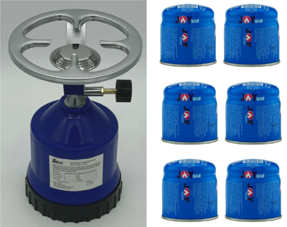 IMEX Camping Gaskocher Kartuschen Kohleanzünder Shisha / BFC-5183 mit 6 Gas