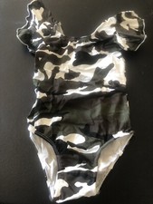 Flutter Sleeve Girls Military Camouflage Stretch Handmade Size L 5/6 New