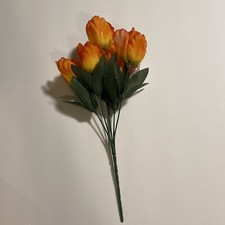 Bundle 12  Tulip Bunch Artificial 6 Stems Orange New