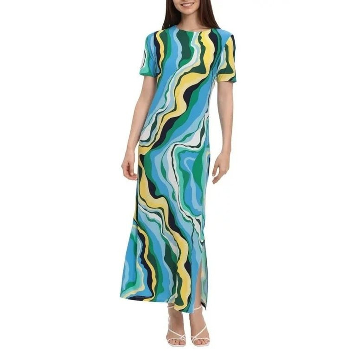 donna morgan blue dress Donna Morgan Blue Riviera Swirl Maxi Dress 2