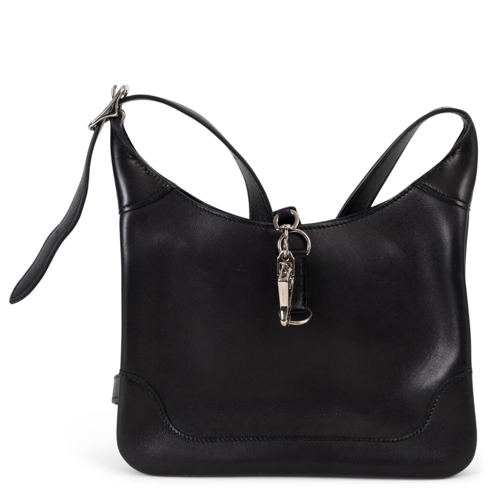 HERMES Evercolor leather TRIM DUO 24 Crossbody Bag in black with PHW  