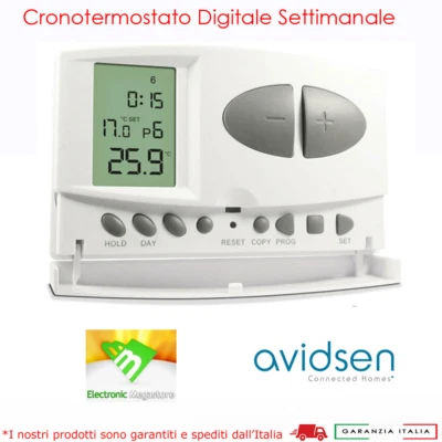 ANFEL CRONOTERMOSTATO DIGITALE SETTIMANALE PROGRAMMABILE PER CALDAIA TERMOSTATO FACILE