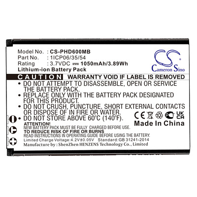 Battery 1050mAh Type 1ICP06/35/54 for Philips Avent SCD600 SCD610, ERA 31101