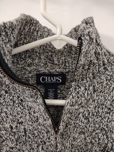 Chaps Boy 1/4 Zip pullover Gray Sweater Size 8 - Picture 3 of 5
