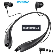 Mpow Bluetooth 5.3 Headset Neckband Headphones Noise Cancelling Stereo Earphones