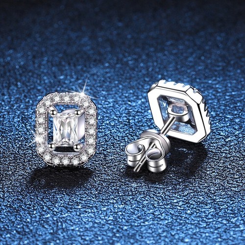StarGems 0.3ct Moissanite 925 Placcato Platino Argento&Zirconia Circondato Classica Squillo B4510-0.3ct-6.5