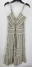 World Market Dress Womens Small/Med Brown Ivory Stripe Tiered Sleeveless Maxi