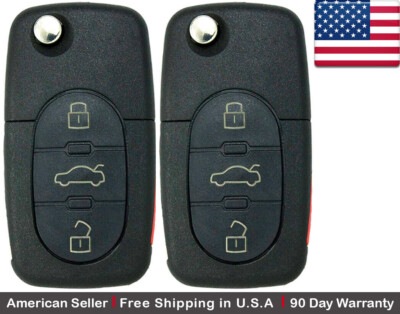2x New Replacement Remote Key Fob Flip For AUDI +**+Read Description+**+