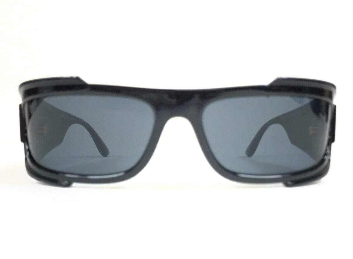 小物 VERSACE Sunglasses Black Versace Sunglasses MOD.4446 GB1/87 Shiny Black Wrap Frames