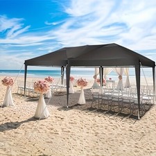 10'x20' Pop Up Canopy Tent Waterproof UPF 50+ Gazebo Portable with 4 Sandbags
