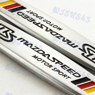 MazdaSpeed Car Trunk Side Fender Door Emblem Badge 3M Sticker Decal 3D Metal X2