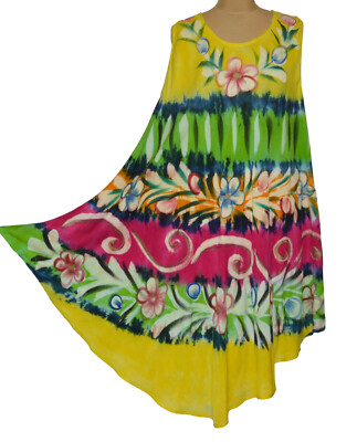 Sommerkleid Tunika Strandkleid Kleid Hippie Boho Batik 38 40 42 44 46 48 N°61.1