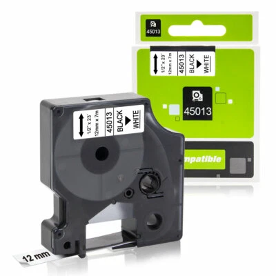 AIRMALL 1PK Dymo D1 Label Tape 45013 Black on White 12mm for Dymo Label Manager 160 280