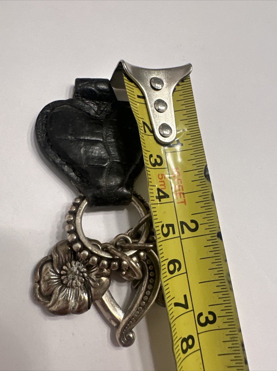 Vintage One World Brighton Keychain Leather Heart Silver  One World Brighton Key Chain and charms main image 1