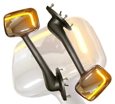 QSC Performance LED Chrome Hood Mirror LH RH Set for Freightliner Cascadia 08-17