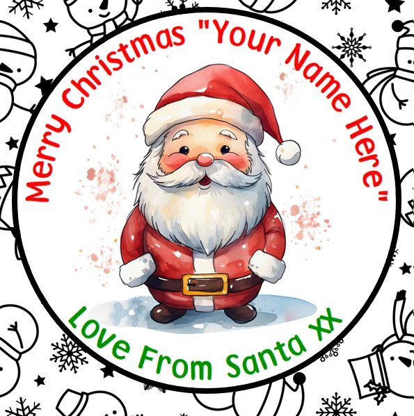 LABEL WARRIOR PERSONALISED CHRISTMAS SANTA STICKERS NAME LABELS GIFT FATHER CHRISTMAS