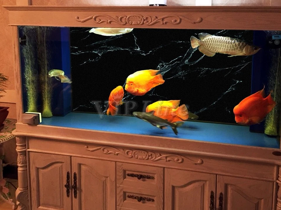 Póster autoadhesivo HD de fondo de acuario de mármol negro decoración de pecera Foto 4 de 4