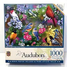 Linen Audubon Songbird 1000 Pc Puzzle With Poster Complete Master Pieces