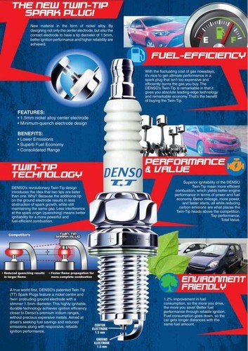 DENSO TWIN TIP TT SPARK PLUGS for Eunos 30X 1.8L K8 V6 X 6 - Picture 2 of 2