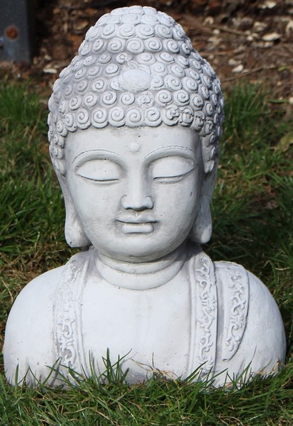 Dekofigur Deko Figur Gartenfigur Statue Skulptur Buddha BüSte H 28 Cm Aus Beton-image