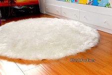 NATURAL CUT ROUND Luxury faux fur round plush rugs modern shaggy fur MADE IN USA