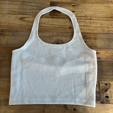 H&M Divided Cream Ribbed Halter Top Size M NWT