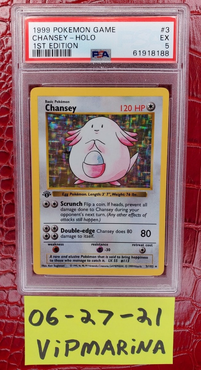 Pokemon 1999 1st Edition Shadowless Base Set Chansey Holo #3