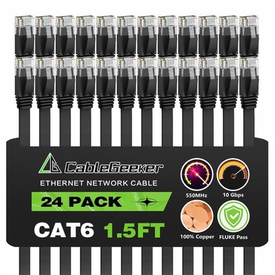 Cat 6 Ethernet Cable 1.5ft (24 Pack) (at a Cat5e Price but Higher Bandwidth) ...